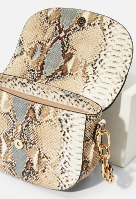 L. Saddle Shoulder Bag - Blue Snake