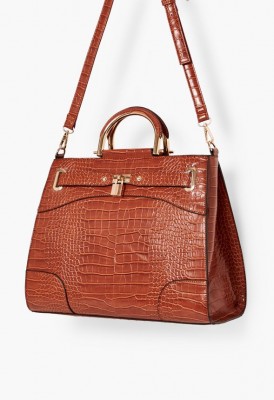 L. The New Me Satchel - Cognac Croc