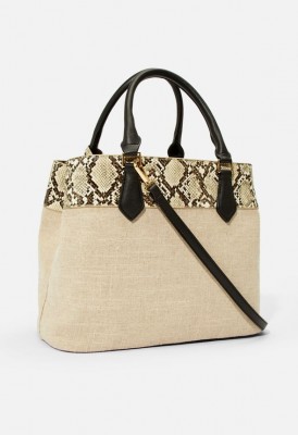 L. Top Trim Satchel - Bone Multi
