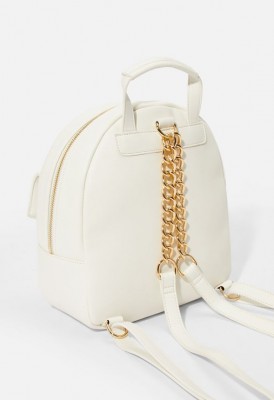 L. Lion Quilted Backpack - White