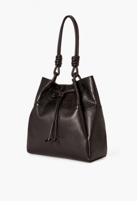 L. Knotted Up Bucket Shoulder Bag - Black