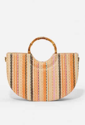 L. Bamboo Handle Tote - Multi