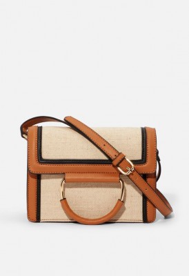 L. Circle Handle Crossbody Bag - Cognac