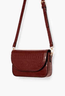 L. Circle Cut Crossbody Bag - Dark Cherry