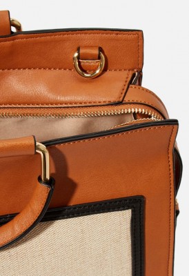 L. Framed Modern Satchel - Cognac Multi