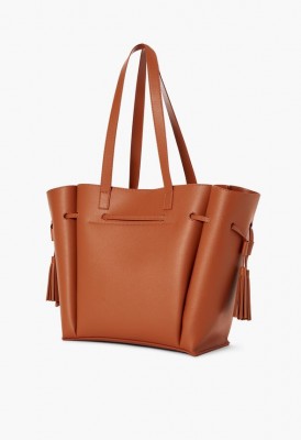 L. Tie Around Tassel Tote - Cognac