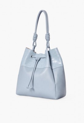 L. Knotted Up Bucket Shoulder Bag - Light Blue