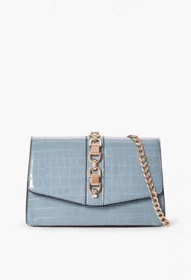 L. Can't Chain Me Down Crossbody Bag - Blue Croc