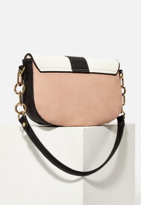 L. Saddle Shoulder Bag - Blush-White-Black