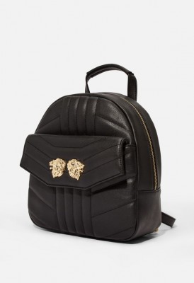 L. Lion Quilted Backpack - Black