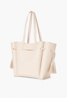 L. Tie Around Tassel Tote - Bone