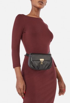 L. Turnlock Convertible Crossbody Bag - Black