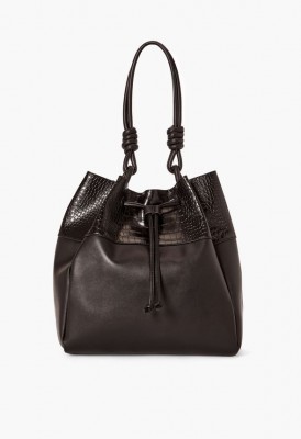 L. Knotted Up Bucket Shoulder Bag - Black