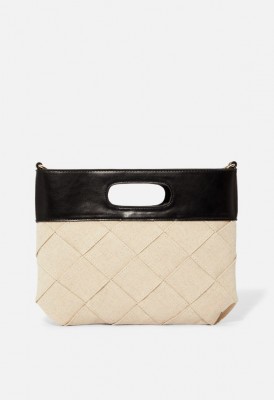 L. Woven Wonder Clutch - Linen - Black